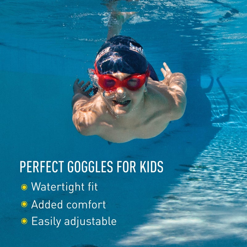 FINIS Nitro Kids Swim Goggles - Ages 5-10 - Soft One-Piece Frame - UV Protection - Adjustable Split Strap - Blue/Yellow - Image 2